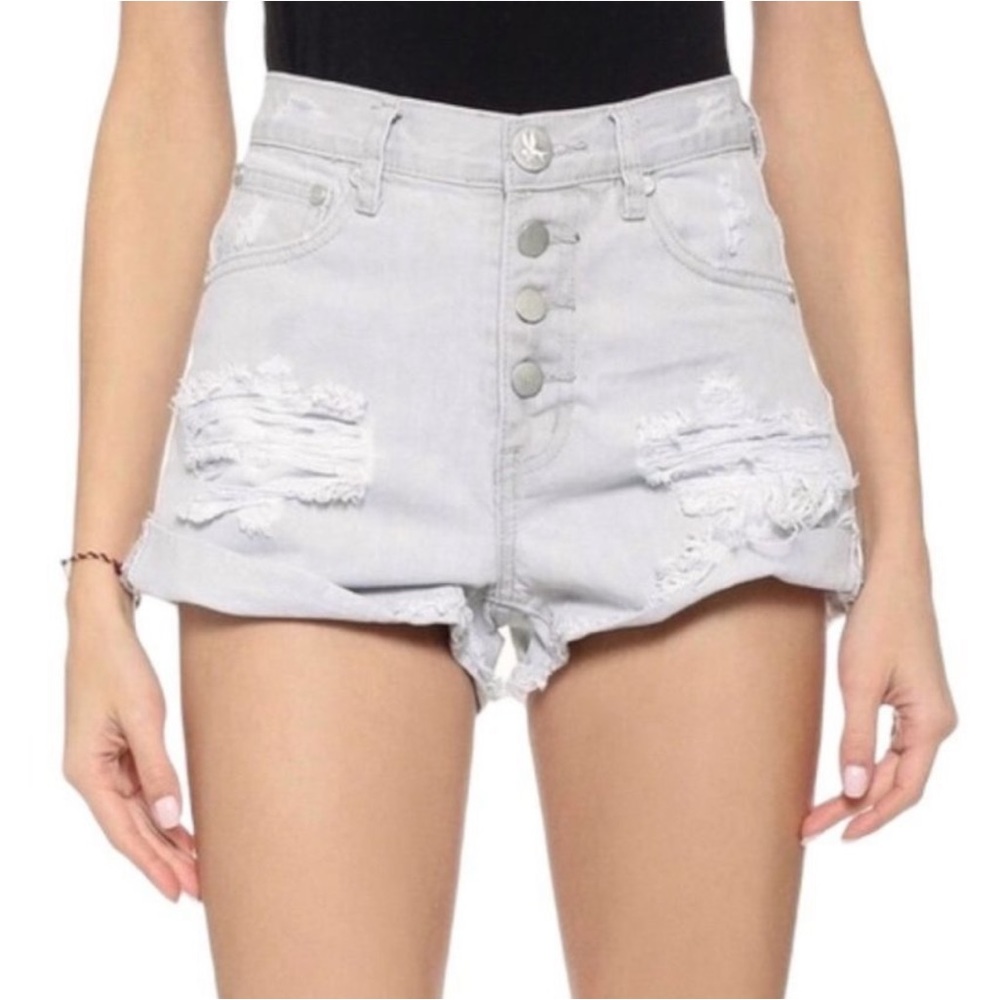 ✨ One Teaspoon Hawks High Waisted Denim Jean Shorts - Picture 1 of 5